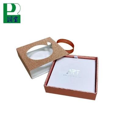 China Ribbon Hanging Jewerly Box Custom Logo Folding Drawer Hanging Box Jewerly Box Rigid Jewelry Box Open Slide Jewelry With Satin Ribbon for sale