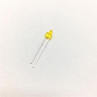 China RoHS Lighting Certificated Yellow Color 2pin 100-200mcd Nipple Shape Tower 30deg LED Diode Through Hole LED 2mm For Display for sale