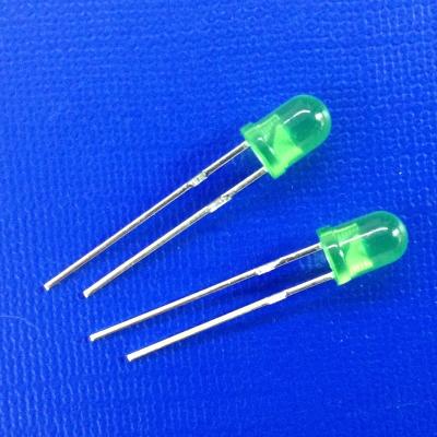 China Hot Sale Signal Dip F4 LED Green 570-580nm Round Head 30deg Diffuse Dyed Through Hole LED Diode 4mm for sale