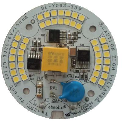 China INGAN 30W 119lm/W Ra80 CE RoHS certification 220V AC input driverless led pcba pcba DOB module for LED Bulblight for sale