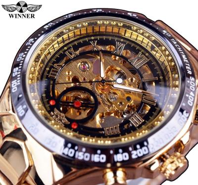 China Top Luxury Men's Clock Men's Automatic Skeleton Watch Gold Men's Watch Winner Business Design DIVOR Watch Brand Skeleton Watch for sale