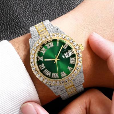 China 2022 Diamond Luxury Brand Iced Out Automatic Date Watch Men's Quartz Watches HipHop Bling Wristwatch For Men for sale