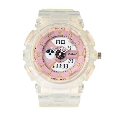 China Waterproof Transparent Plastic Alarm DIRAY 216ADCT Couple Iced Out Watch Ladies Women Sport Electronic Watch for sale