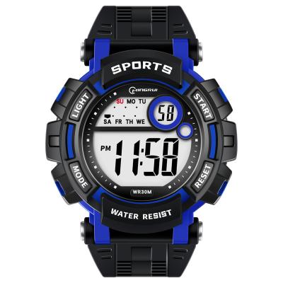 China Available 3 alarm six colors mode waterproof digitalwatch ATM plastic with back light alarm date function for sale