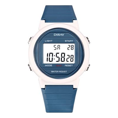 China New Alarm Design PU Band 50M Waterproof Analog Digital Sports Watch for sale