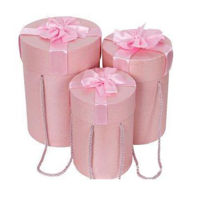 China Wholesale Customized Handmade Rose Gift Packaging Pink Simple Cylinder Cardboard Flower Box Luxury Round Paper Tube Gold for sale