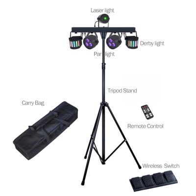 China UV Event RGB Quad 4in1 Color LED Stage Wash Lighting System Par Light Set with Tripod Stand for sale