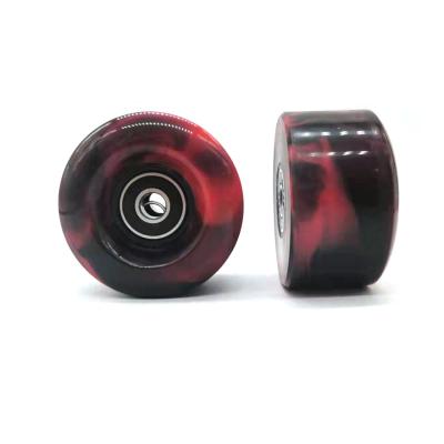 China 58mm*32mm PU Quad 85A Roller Skate Rollers Wheel Swirl Mixing Integrated Color Wheel for sale