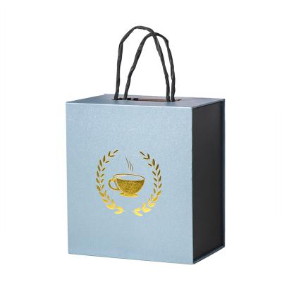 China Recyclable wholesale coffee cup packaging water bottle flip-top gift box with gold foiling stamping logo custom luxury cup gift box for sale