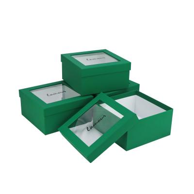 China Recyclable Wholesale custom gift boxes for small business luxury PVC transparent  paper box special paper window opening gift box for sale