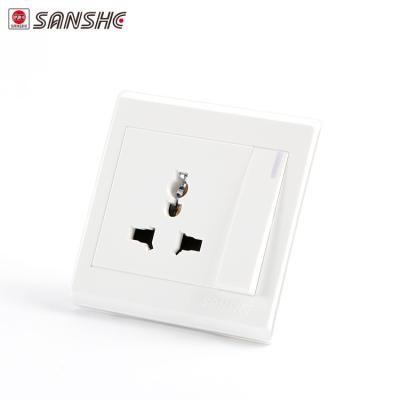 China Black PC SANSHE Material Fancy Electrical Switch And Socket, 13 Amp On Off Wall Switch Socket for sale