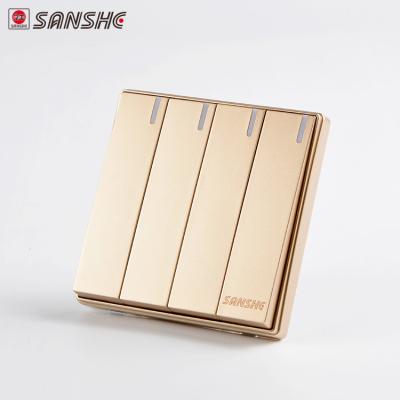 China Black PC SANSHE Manufacturer 10a 4 Gang 2 Way Switch Multi PC Wall Switch for sale