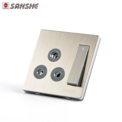 China SANSHE Black PC Material Stainless Steel Metal Clad Lamp Switches, Luxury Switch and Socket for sale