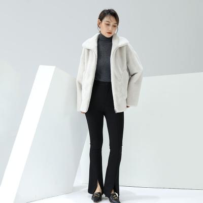 China 2022 Fashionable Winter Sturdy Casual Winter Turn-down Collar Fleece Faux Rex Thick White Rabbit Fur Coats Short Jackets For Woman Ladies for sale