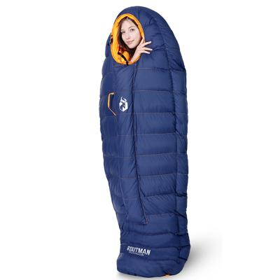 China Open In Routman Medium Camping Mummy Shape Thermal Goose Down Sleeping Bag 1.87KG Limit Temp -43 Degree With Compression Sack for sale