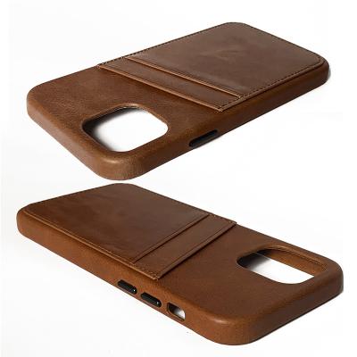 China New Listing Anti-Drop Folding Edge Vintage Genuine Leather Custom Cell Phone Case For iPhone 13 Pro Max for sale