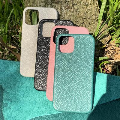 China Anti-fall Bos full grain leather accessories luxury leather backcovers phone case for Iphone 12 Pro Max for sale