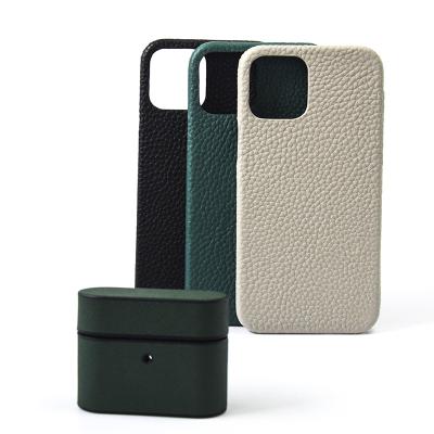 China Anti-fall 3 sides protection full grain pebble leather cell phone accessories for iphone 12 pro max phone case for sale