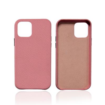 China High Quality Anti-fall Leather 3 Sides Real Cow Leather Phone Case Metal Button For iphone 12 Max Case for sale