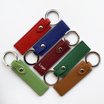 China Custom Made Luxury Handmade Real Italian Pebble Genuine Leather Leather Key Chain from Bos for sale