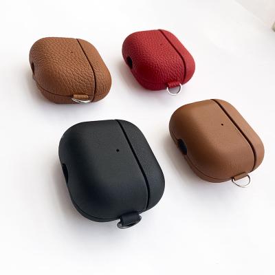 China Fashion popular top level last grain natural leather full leather case for ear pods for sale