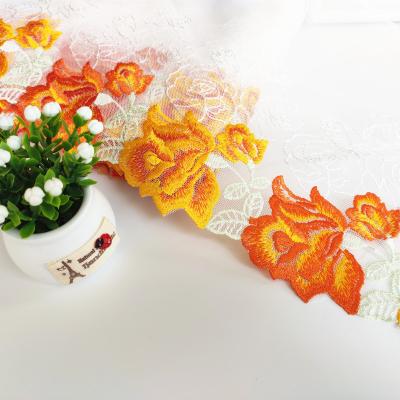 China Factory Hot Selling Viable Embroidery Tulle Lace Trim Polyester Wholesale Lace To Trim Exquisite Clothing Accessories for sale