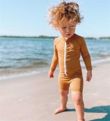 China OEM Breathable One Piece Swimsuit Recycled Fabric Long Sleeve Baby Rash Guard Kids Swimwear for sale