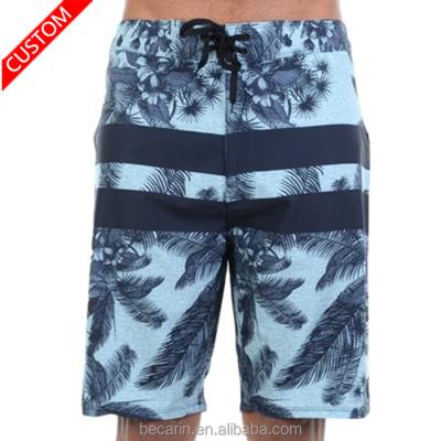 China Breathable Men Swim Trunks Tropical Fruit Animal Print Dye Tie Drawstring Panel Striped Shorts Surfing Swim Trunk Manufacturer for sale