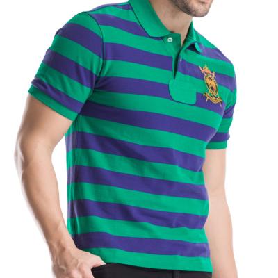 China High Quality Men's Fashion Casual Striped Polo Shirts Anti-wrinkle Golf Shirts Logo Embroidery Custom Sublimation Uniform for sale