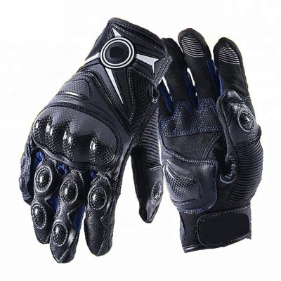 China Custom Wholesale Quality Abrasion Resistance Leather Black Slanted Motorcycle ATV Riding Gloves for sale