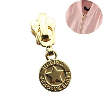 China Custom Logo Bag Zipper Head Puller Metal Garment Zipper Puller Brand Slider Nickel Free Metal Zipper Pull for sale