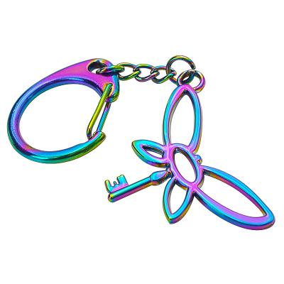 China Fashionable Customized Metal Butterfly Logo Key Chain Design New Keychains Sport Metal Keychains for sale