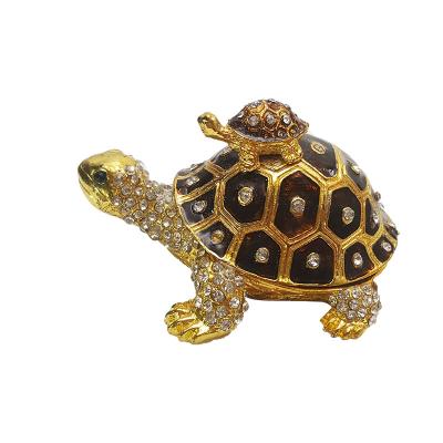 China Small Tortoise Jewelry Box Metal Shop Jewelry Trinket Box Small Creative Home Office Ornaments for sale