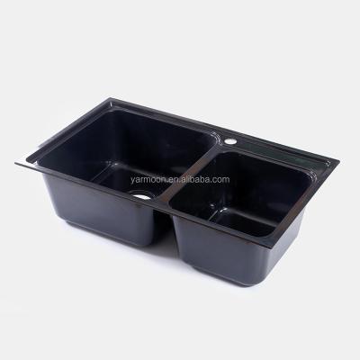 China New Easy Clean Design Under-Mounted Double Rectangular Bowls Fiberglass Wash Basins and Sinks for sale