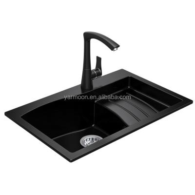 China SMC Easy Clean High Quality Cheap Price Modern Design Small Simple Black Fiberglass Kitchen Sink for sale