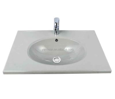 China Modern Luxury Color Small Oval Solid Surface SMC Leaf Casting Compound Cabinet Basin Sink for sale