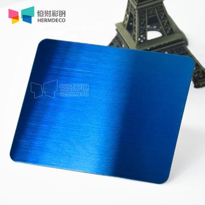 China Customized Building Decorative Sheet For Wall Panel 304 316 4x8 4x10 Titanium Blue Hairline Brushed Stainless Steel Decorative Sheet for sale