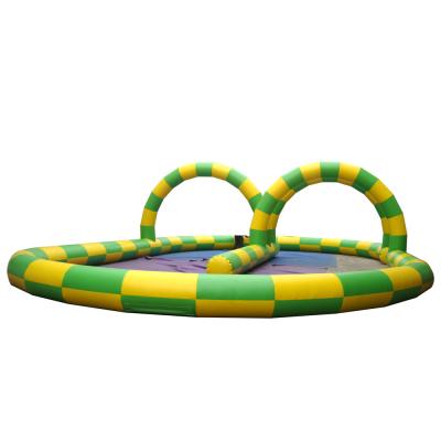 China Hot Selling Durable/Waterproof/Flame Retardant Inflatable Go Trolley Racing Track Inflatable Bumper Car Racing Track for sale