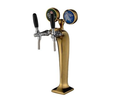 China Fashion Metal Double Taps Golden Led Beer Tower Beer Police Tower Draft Beer Dispensing Tower for sale