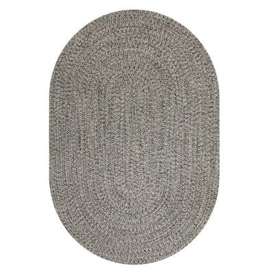 China Gray Polypropylene Woven Braided Blanket Door Mat Washable Oval Oval Bedside Rug for sale