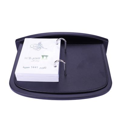 China Table Calendar New Design Black Wooden Table Calendar With Leather for sale