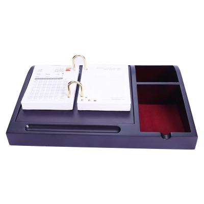 China Table Calendar Luxury Large Size Desktop Decoration Wooden Desk Calendar with Note Paper for Large Company for sale