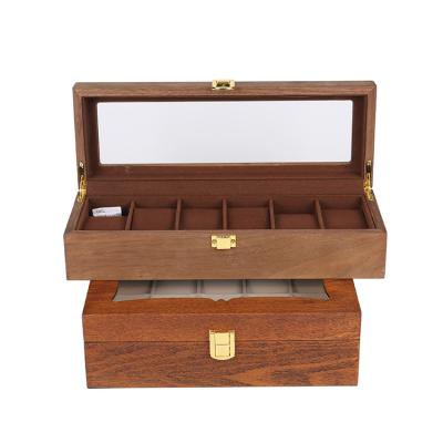 China Retro Cheap Wooden Watch Box Watch Display Case Packing Rack Jewelry Collection Storage for sale