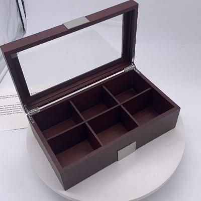 China 2020 New Logo Solid Wooden Tea Box 6 Compartments Biodegradable Custom Antique Exquisite Tea Packaging Luxury Wooden Box for sale