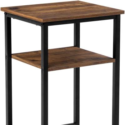 China Adjustable (Height) Telephone Table with 3 Shelves Nightstand, Steel Frame, Living Room Bedroom, Easy Assembly, Chestnut for sale