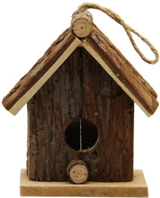 China Breathable Wooden Outdoor Hanging Bird House For Small Bird Nature Ventilation (Brown) for sale