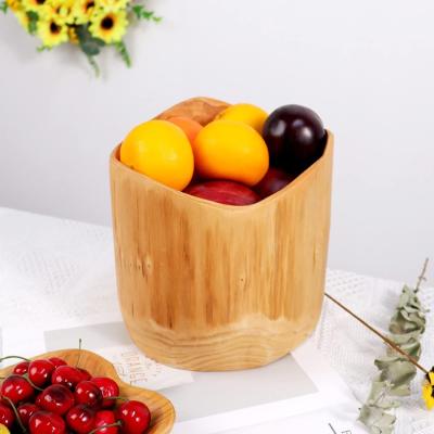 China Viable Natural Wooden Salad Bowl, Creative Handmade Carved Serving Bowl, Wooden Bowls for Fruit Salad Snack (7.8