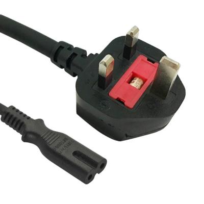 China Home Appliance Mains Cord UK 2 Wire Type G Plug IEC 60320 C7 Connector Mains Power Cable for sale