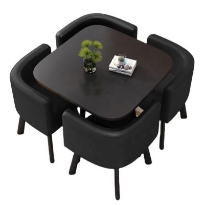 China Mesa de comedor cuadrada negra asientos 4 mesa de cocina cuadrada pequeña con 4 sillas en venta