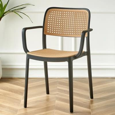 China Home Plastic Rattan Dining Chairs Stackable Plastic Dining Room Chairs for sale